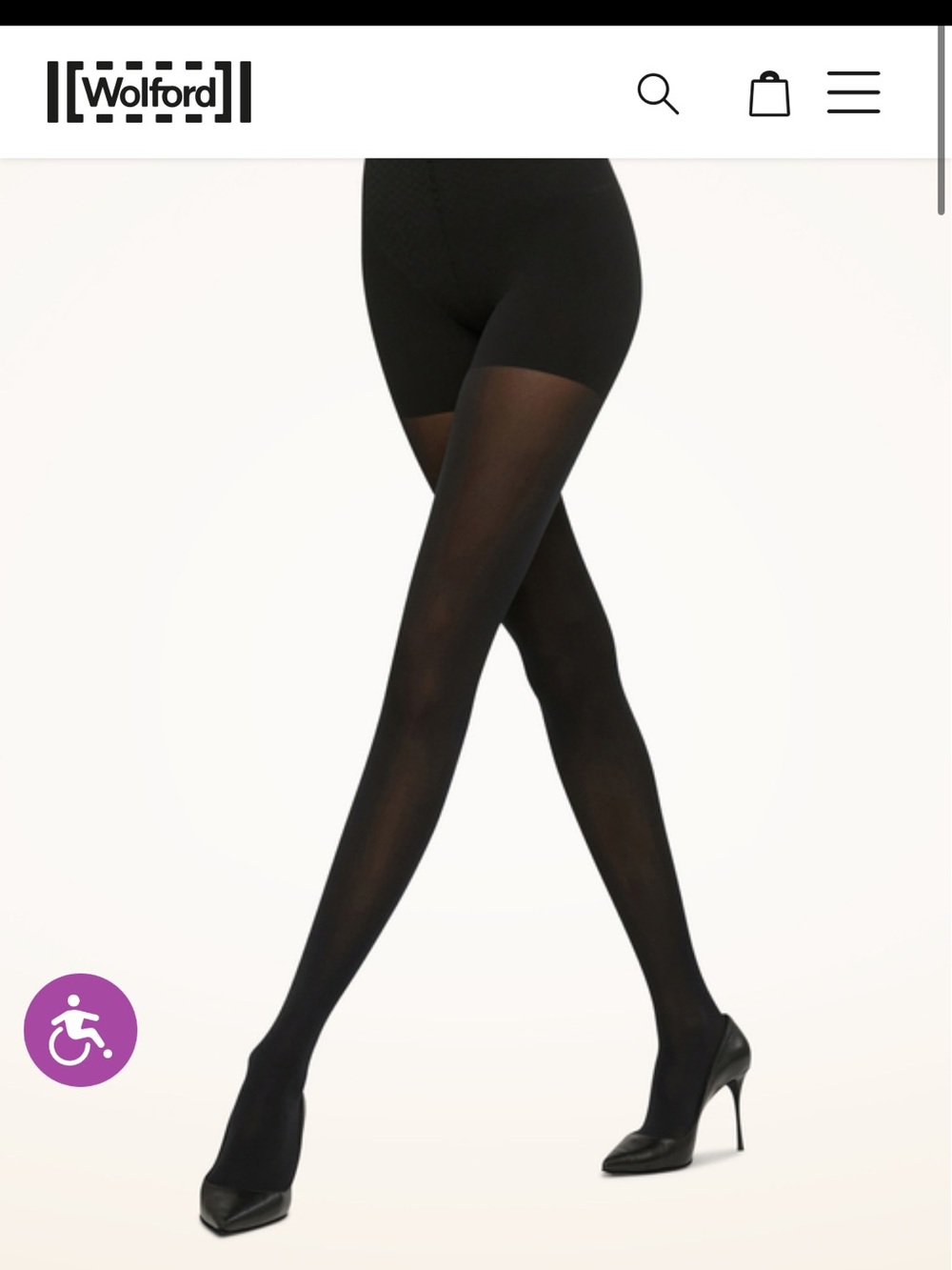Wolford Tummy 66 Control Top Tights Opaque Black Shaping Tights Medium $90